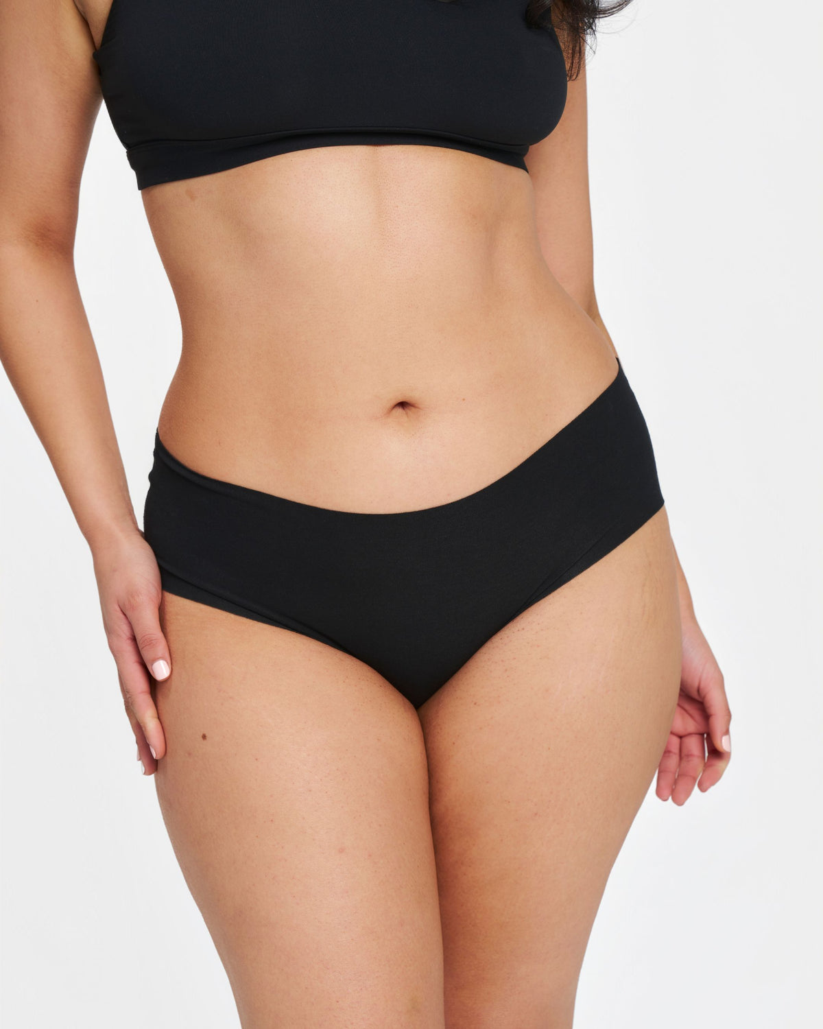 Mid-Rise Bikini - Seamless Cotton - Black