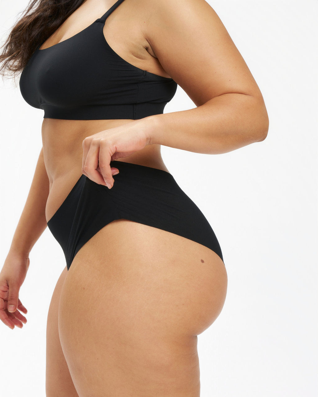 Mid-Rise Cheeky - Seamless Cotton - Black