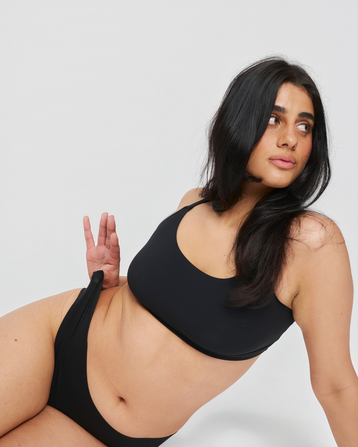 Mid-Rise Thong - Seamless Cotton - Black