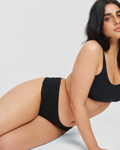 Mid-Rise Thong - Seamless Cotton - Black