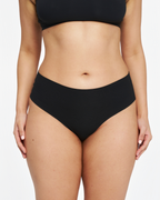 Mid-Rise Thong - Seamless Cotton - Black
