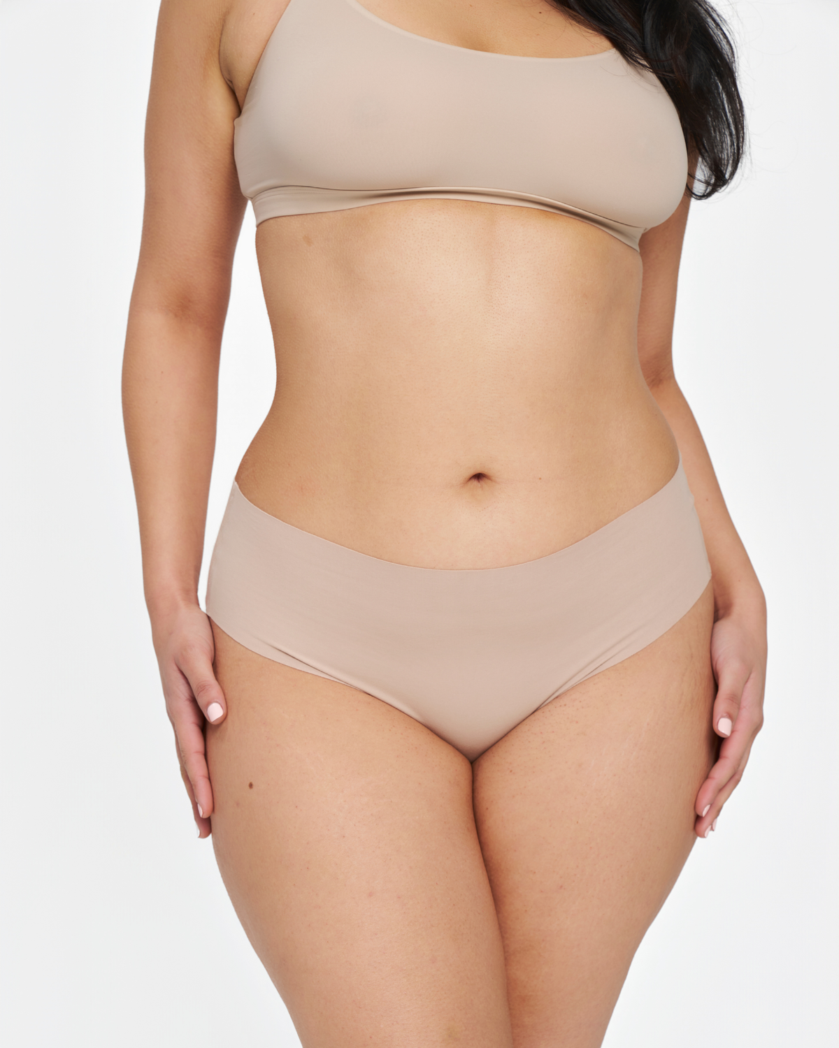 Mid-Rise Thong - Seamless Cotton - Latte
