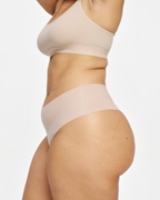 Mid-Rise Thong - Seamless Cotton - Latte