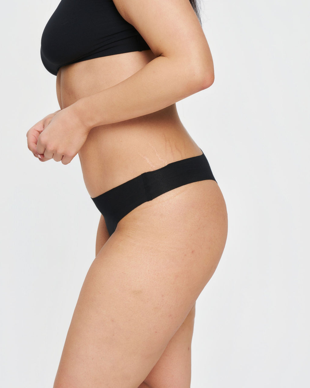 Original-Rise Thong - Seamless Cotton - Black