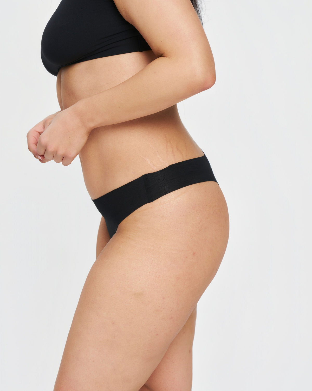 Original-Rise Thong - Seamless Cotton - Black