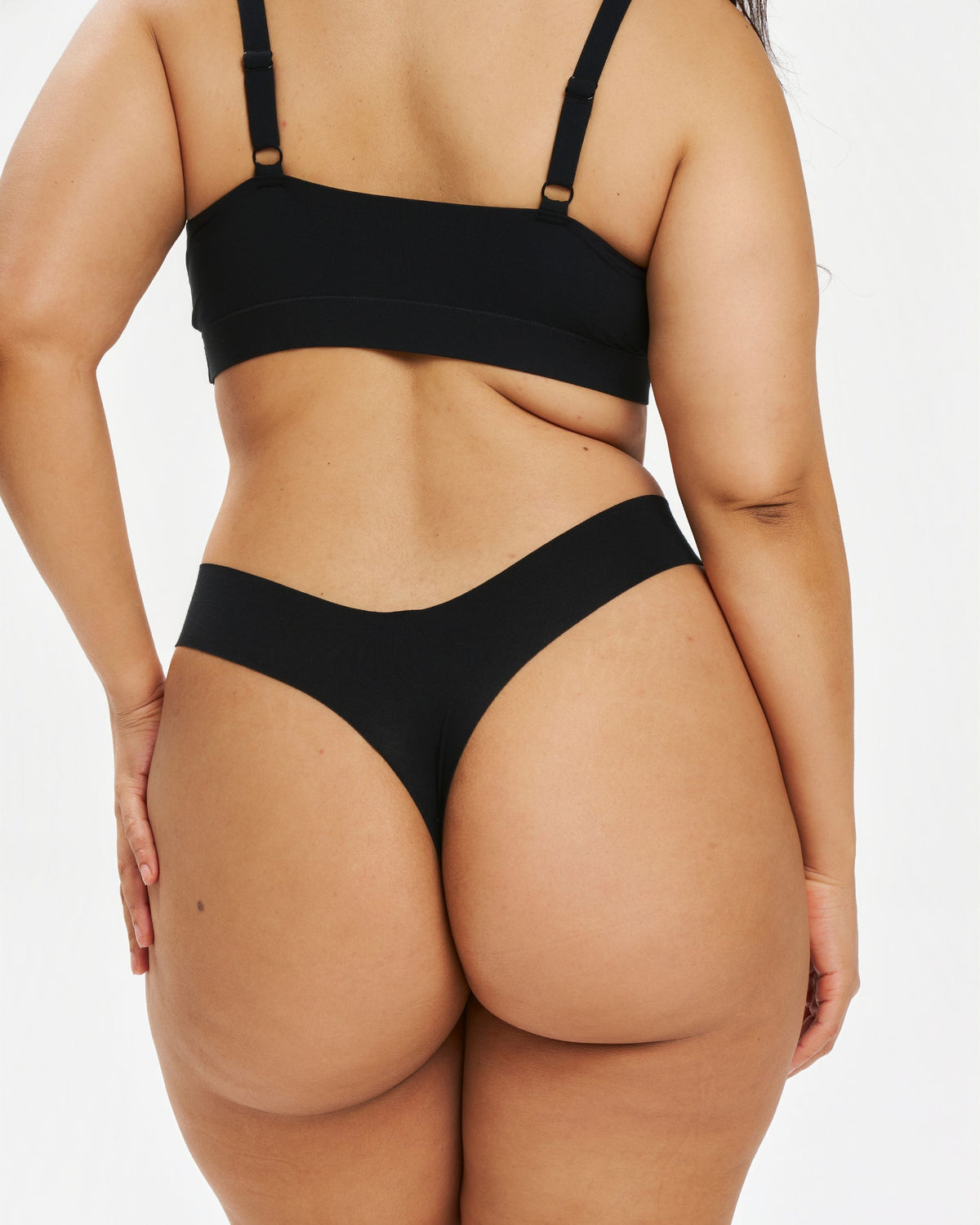 Original-Rise Thong - Seamless Cotton - Black