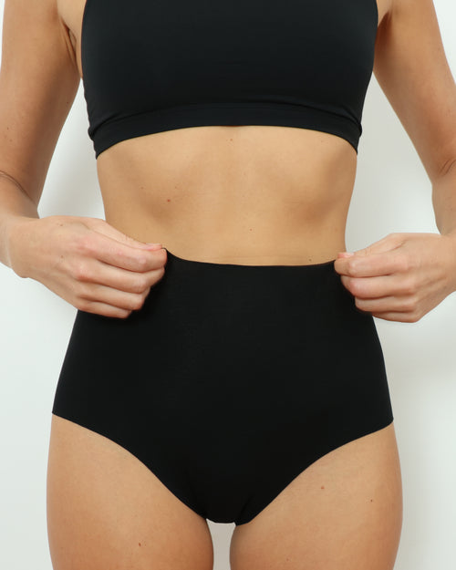 High-Rise Bikini - Seamless Cotton - Black