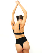 High-Rise Thong - Seamless Cotton - Black