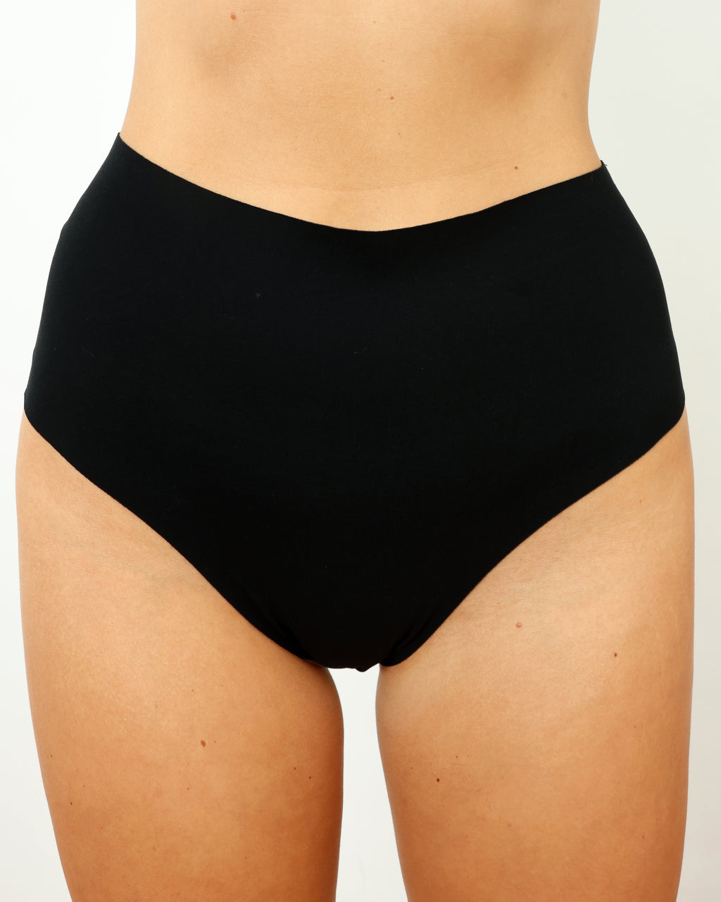 High-Rise Thong - Seamless Cotton - Black