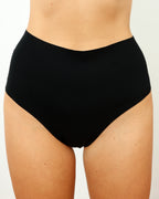 High-Rise Thong - Seamless Cotton - Black