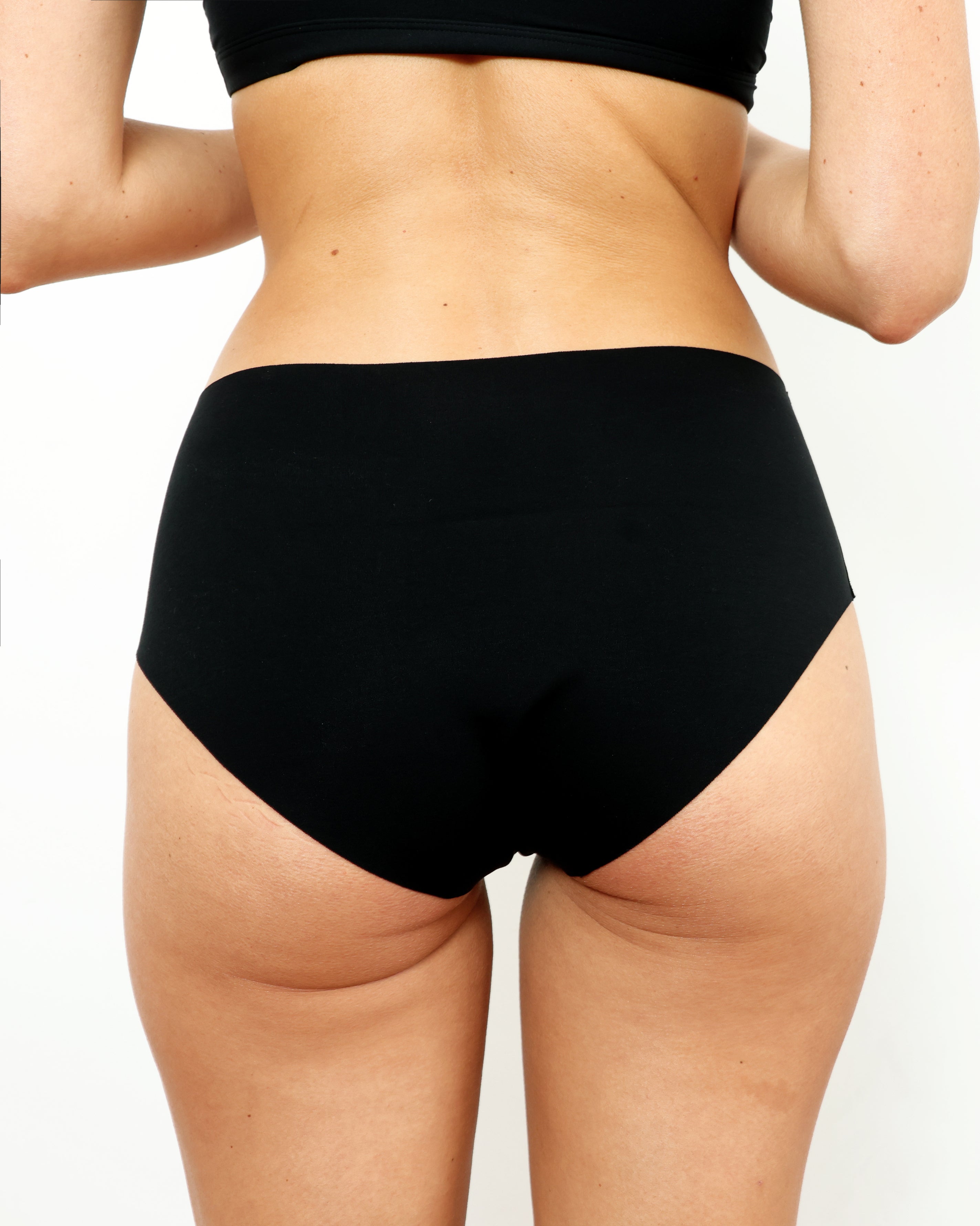 Mid-Rise Bikini - Seamless Cotton - Black