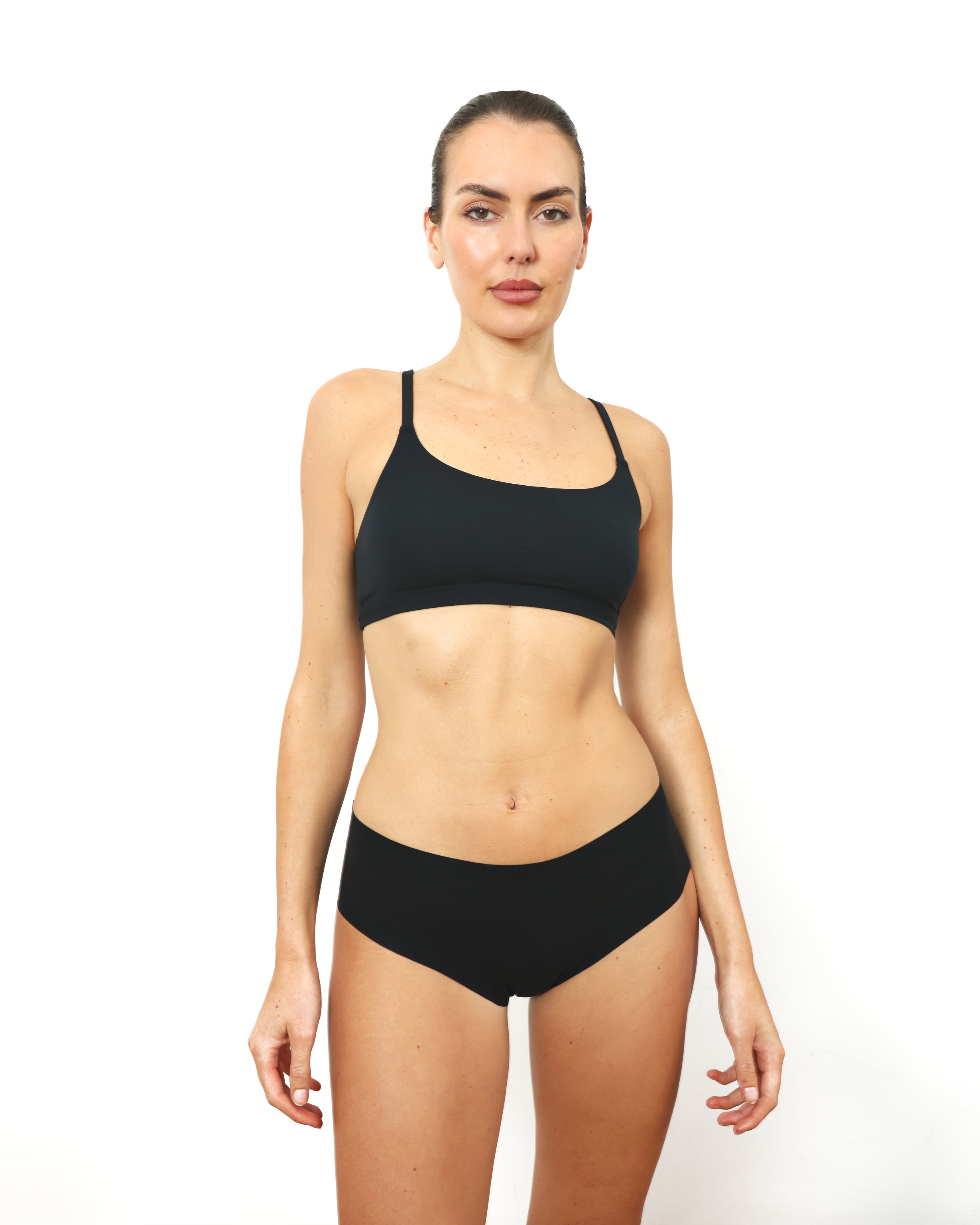 Mid-Rise Bikini - Seamless Cotton - Black
