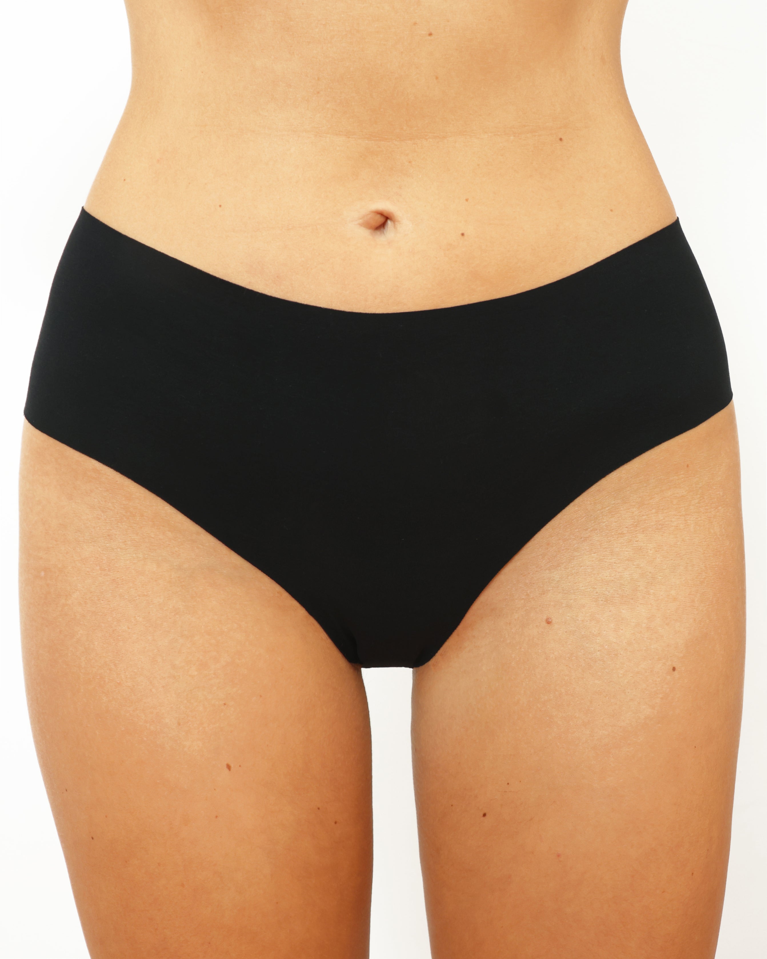 Mid-Rise Thong - Seamless Cotton - Black