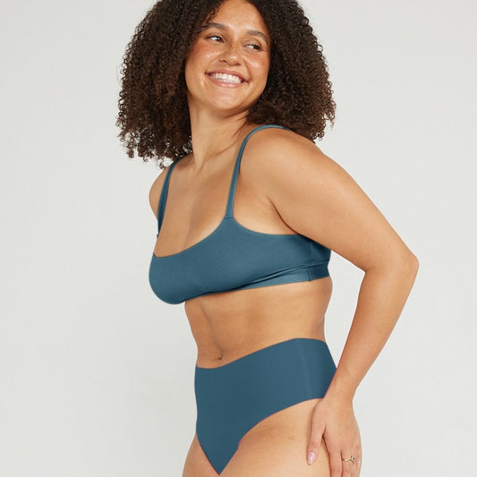 Mid-Rise Thong - Seamless Cotton - Neptune