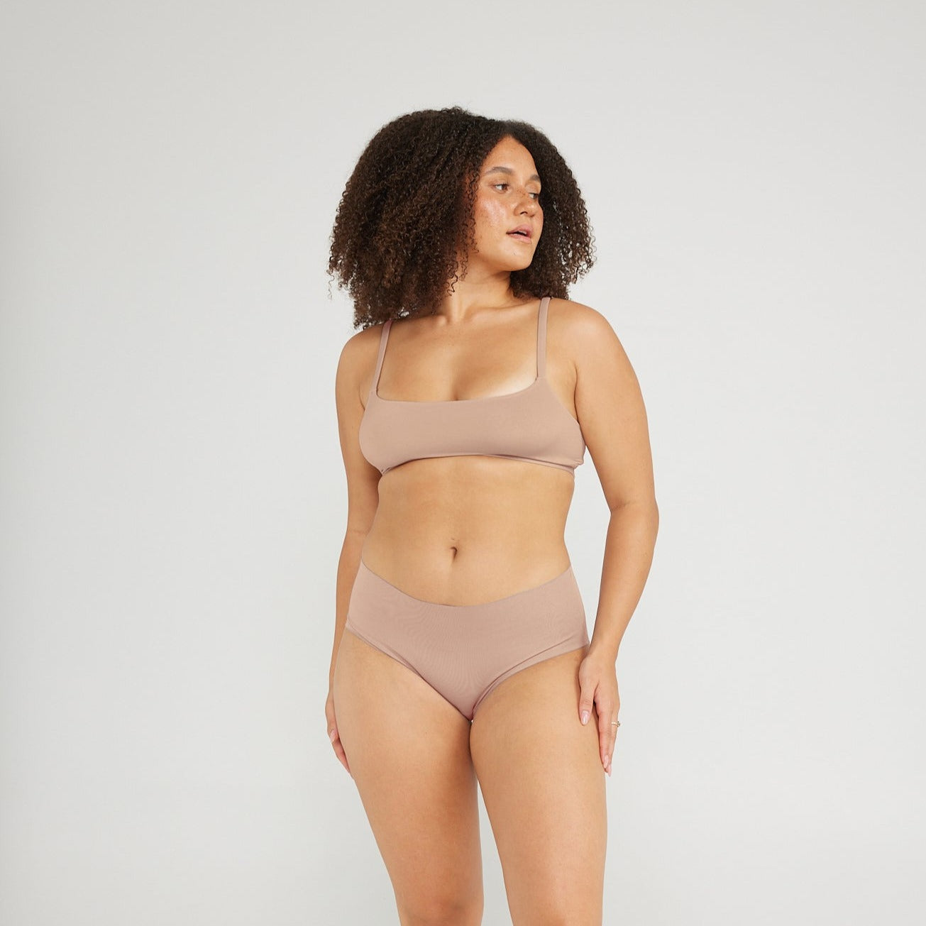 Mid-Rise Bikini - Seamless Cotton - Latte