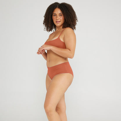 Mid-Rise Bikini - Seamless Cotton - Spice