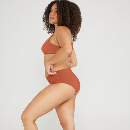 Mid-Rise Bikini - Seamless Cotton - Spice