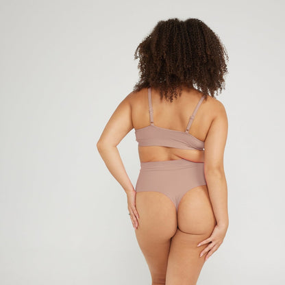 High-Rise Thong - Seamless Cotton - Latte