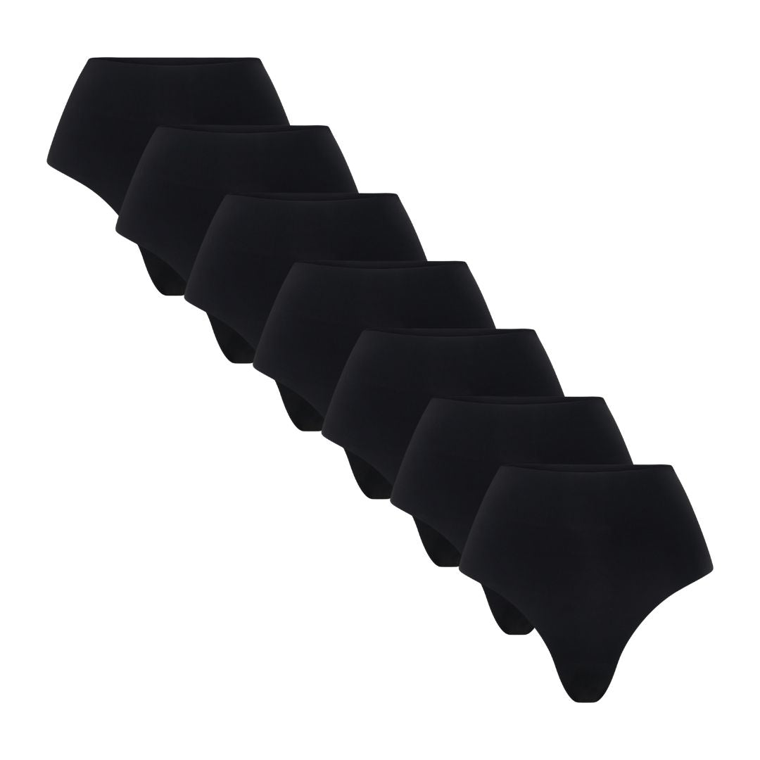 7-Pack High-Rise Thong - Seamless Ultrasmooth - Black