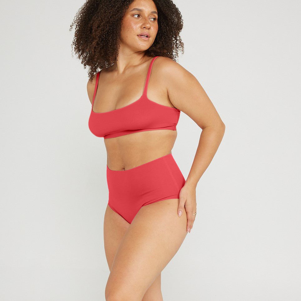 High-Rise Bikini - Seamless Cotton - Rosewood