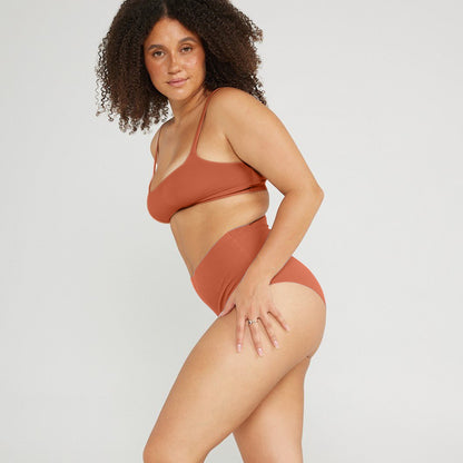 High-Rise Bikini - Seamless Cotton - Spice