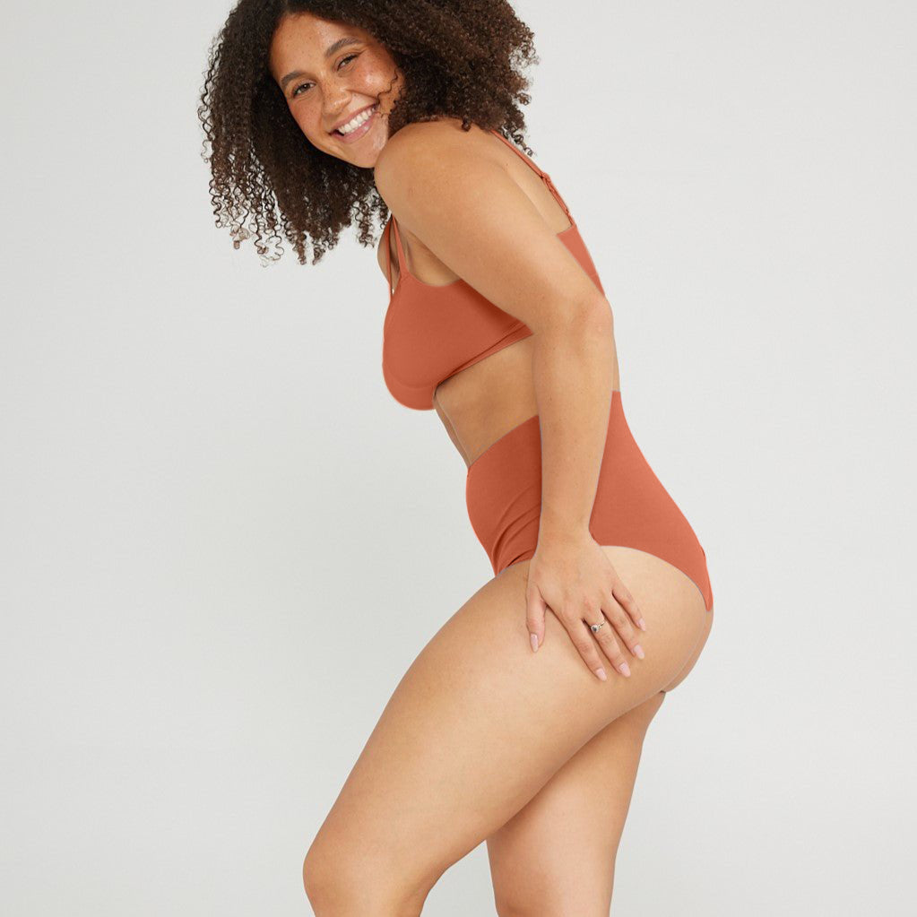 High-Rise Bikini - Seamless Cotton - Spice