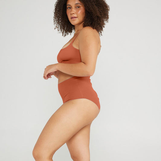 High-Rise Bikini - Seamless Cotton - Spice