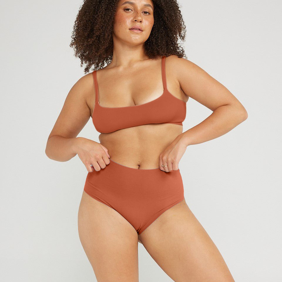 High-Rise Bikini - Seamless Cotton - Spice