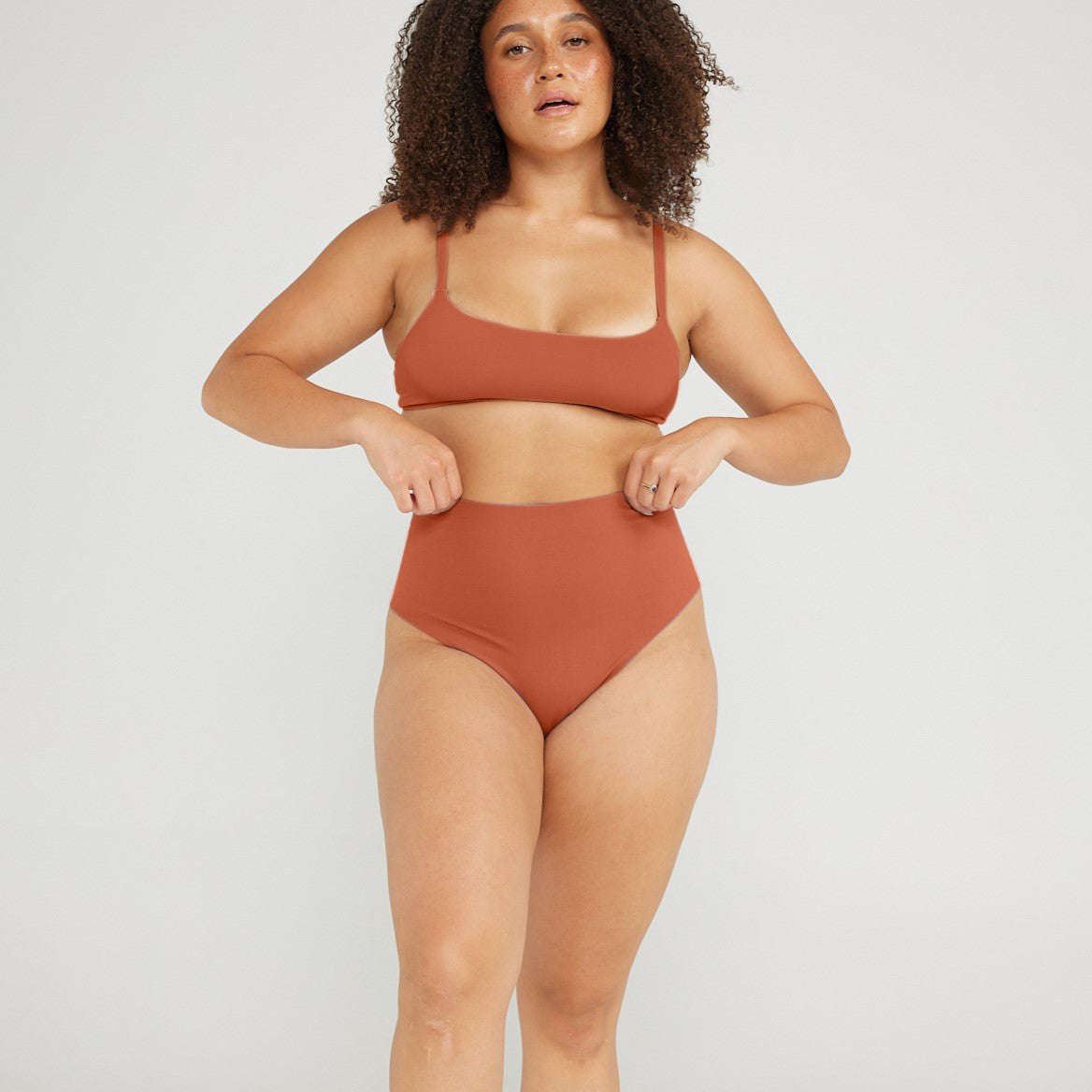 High-Rise Thong - Seamless Cotton - Spice