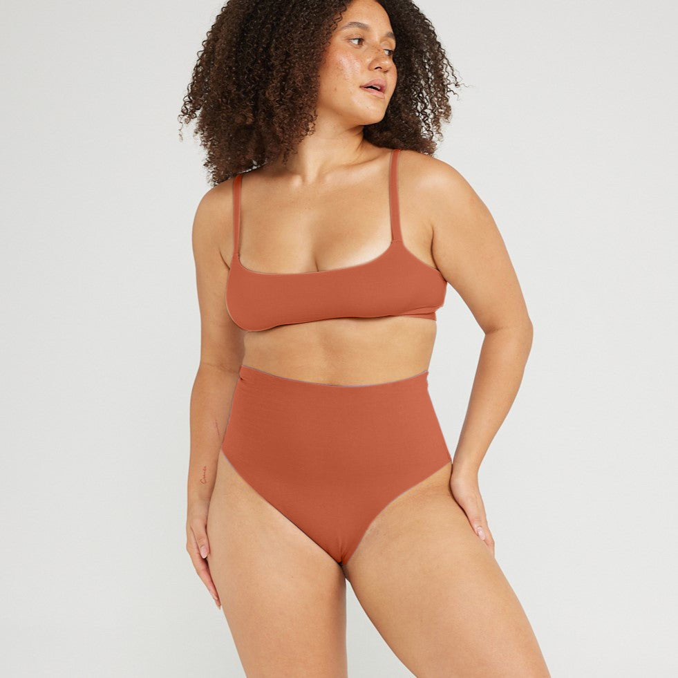 High-Rise Thong - Seamless Cotton - Spice