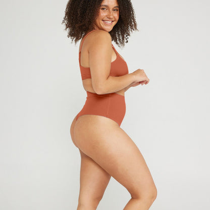 High-Rise Thong - Seamless Cotton - Spice