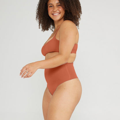 High-Rise Thong - Seamless Cotton - Spice