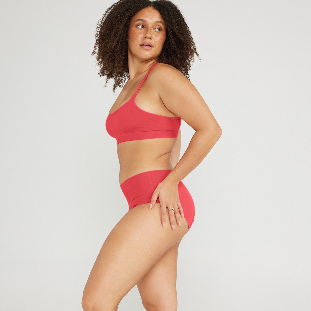 Mid-Rise Bikini - Seamless Cotton - Rosewood