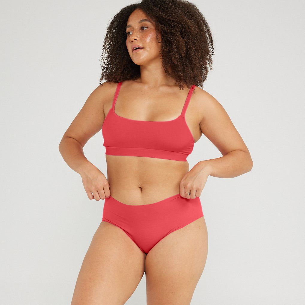 Mid-Rise Bikini - Seamless Cotton - Rosewood