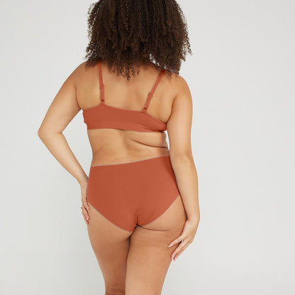 Mid-Rise Bikini - Seamless Cotton - Spice