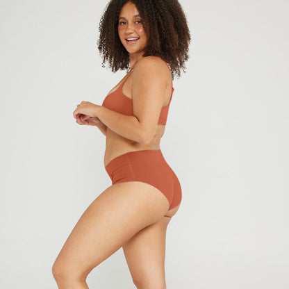 Mid-Rise Bikini - Seamless Cotton - Spice