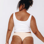 Mid-Rise Thong - Seamless Cotton - Black