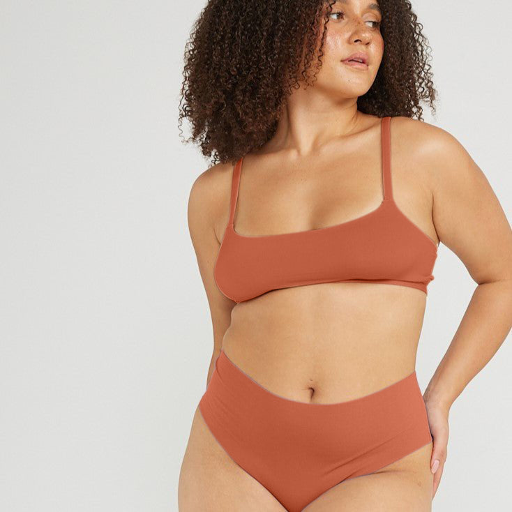 Mid-Rise Thong - Seamless Cotton - Spice