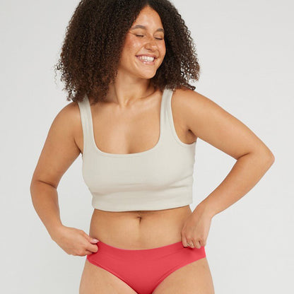 Original-Rise Bikini Brief - Seamless Cotton - Rosewood