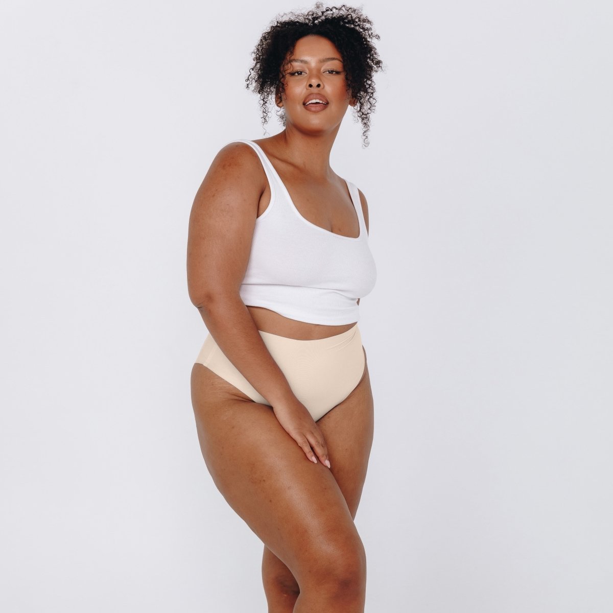 High-Rise Bikini - Seamless Cotton - Buttermilk - Peach Underwear