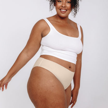 Mid-Rise Bikini - Seamless Cotton - Buttermilk - Peach Underwear