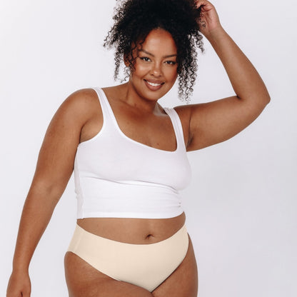 Mid-Rise Bikini - Seamless Cotton - Buttermilk - Peach Underwear