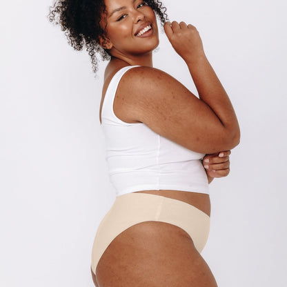 Mid-Rise Bikini - Seamless Cotton - Buttermilk - Peach Underwear